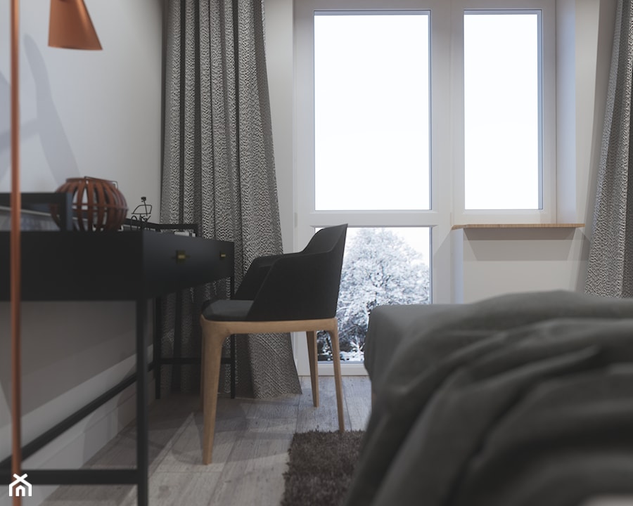 Dom jednorodzinny w Siedlcach - Mała szara z biurkiem sypialnia, styl nowoczesny - zdjęcie od SSF_Interiors