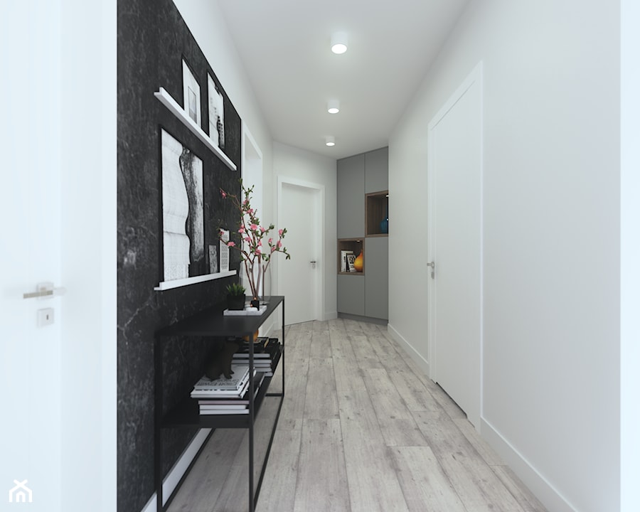 Dom jednorodzinny w Siedlcach - Średni biały czarny hol / przedpokój, styl nowoczesny - zdjęcie od SSF_Interiors