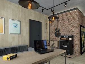 Dom w Siedlcach - Średnie w osobnym pomieszczeniu z sofą czarne szare biuro, styl nowoczesny - zdjęcie od SSF_Interiors