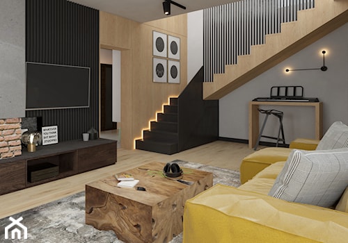 Dom w Siedlcach - Średni czarny szary salon, styl nowoczesny - zdjęcie od SSF_Interiors