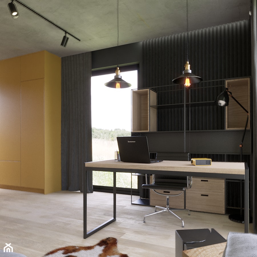 Dom w Siedlcach - Średnie w osobnym pomieszczeniu czarne biuro, styl nowoczesny - zdjęcie od SSF_Interiors