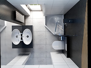 Łazienka beton i czerń - zdjęcie od 3D Wizualizacje i Projektowanie