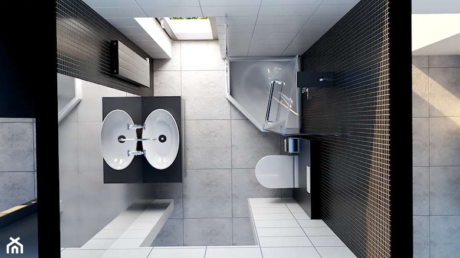 Łazienka beton i czerń - zdjęcie od 3D Wizualizacje i Projektowanie