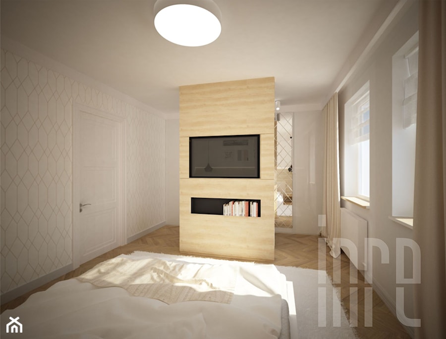 Projekt domu w zabudowie szeregowej - Średnia szara sypialnia, styl nowoczesny - zdjęcie od INRE