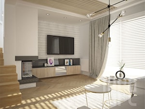 Projekt domu w zabudowie szeregowej - Średni beżowy salon, styl prowansalski - zdjęcie od INRE