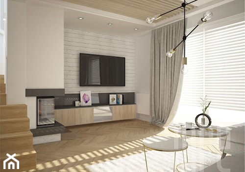 Projekt domu w zabudowie szeregowej - Średni beżowy salon, styl prowansalski - zdjęcie od INRE