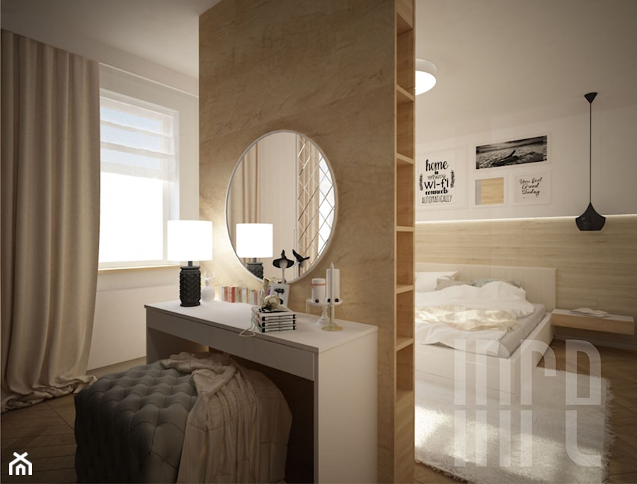 Projekt domu w zabudowie szeregowej - Średnia biała sypialnia, styl nowoczesny - zdjęcie od INRE