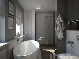 Projekt domu w zabudowie szeregowej - Średnia bez okna z punktowym oświetleniem łazienka, styl nowoczesny - zdjęcie od INRE