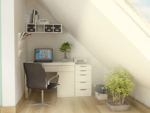 Salon z biurem na poddaszu - Biuro, styl minimalistyczny - zdjęcie od D2 Studio