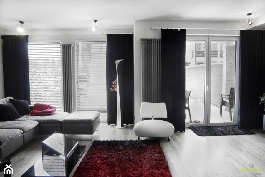 Salon, styl minimalistyczny - zdjęcie od Amarello.pl Pracownia projektowania i szycia Dekoracji Okiennych