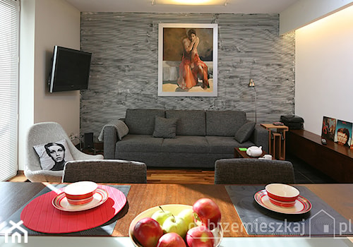 mieszkanie Macieja - Mały biały salon z jadalnią, styl nowoczesny - zdjęcie od ENDE marcin lewandowicz