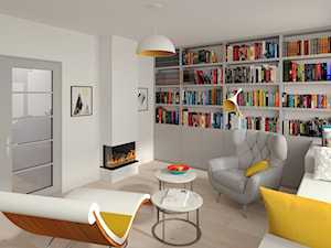 Biblioteka - Duże w osobnym pomieszczeniu z sofą białe biuro - zdjęcie od ArtePoint