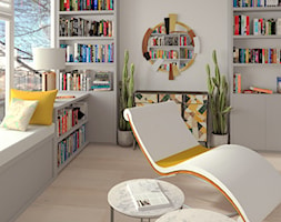 Biblioteka - Małe z sofą szare biuro - zdjęcie od ArtePoint - Homebook