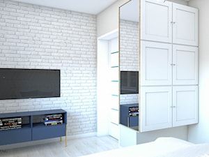 Przytulna sypialnia z białą cegłą na ścianie - zdjęcie od wnetrzewdomu