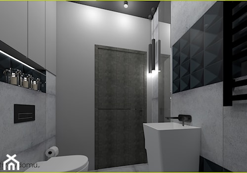 Ciemna łazienka dla gości - Średnia bez okna z punktowym oświetleniem łazienka, styl nowoczesny - zdjęcie od wnetrzewdomu