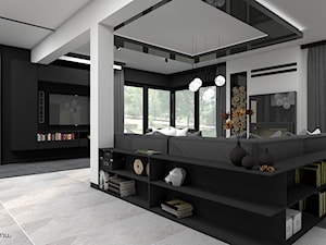 Salon z kuchnia w czerni - zdjęcie od wnetrzewdomu