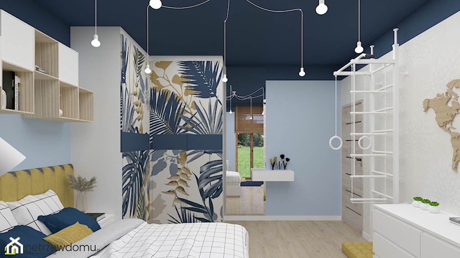 Budżetowa wersja pokoju dla nastolatki uwielbiającej kolor niebieski - zdjęcie od wnetrzewdomu