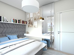 Hotelowa sypialnia z tapicerowaną ścianą - zdjęcie od wnetrzewdomu