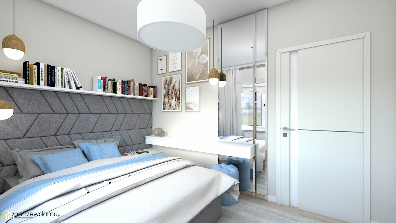 Hotelowa sypialnia z tapicerowaną ścianą - zdjęcie od wnetrzewdomu - Homebook