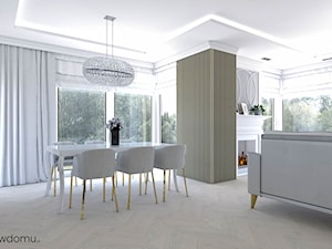 Salon z kuchnią w stylu glamour - zdjęcie od wnetrzewdomu