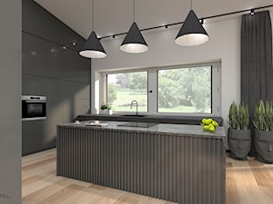 Salon z kuchnią z wysokim sufitem - zdjęcie od wnetrzewdomu