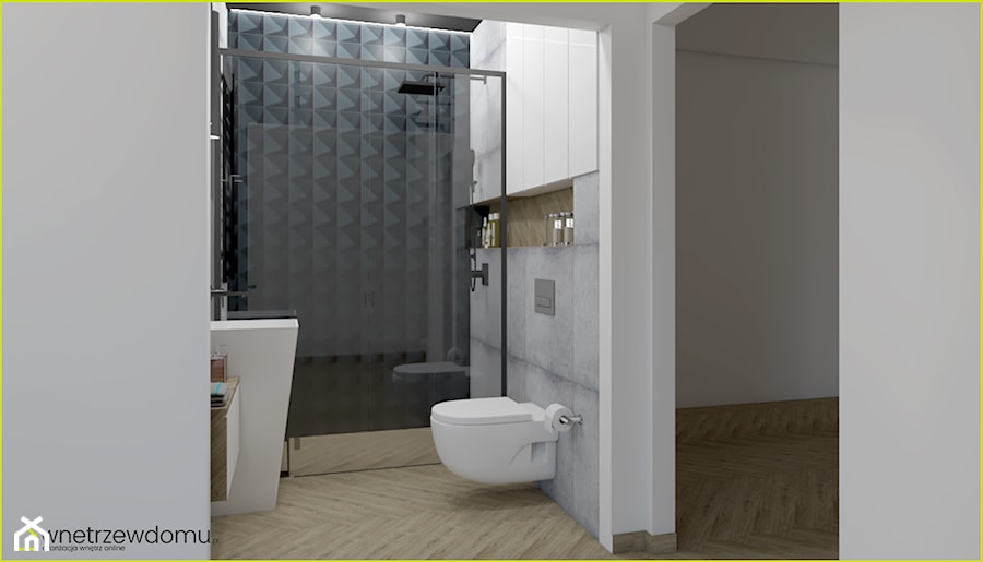 Ciemna łazienka dla gości - Średnia bez okna z punktowym oświetleniem łazienka, styl nowoczesny - zdjęcie od wnetrzewdomu