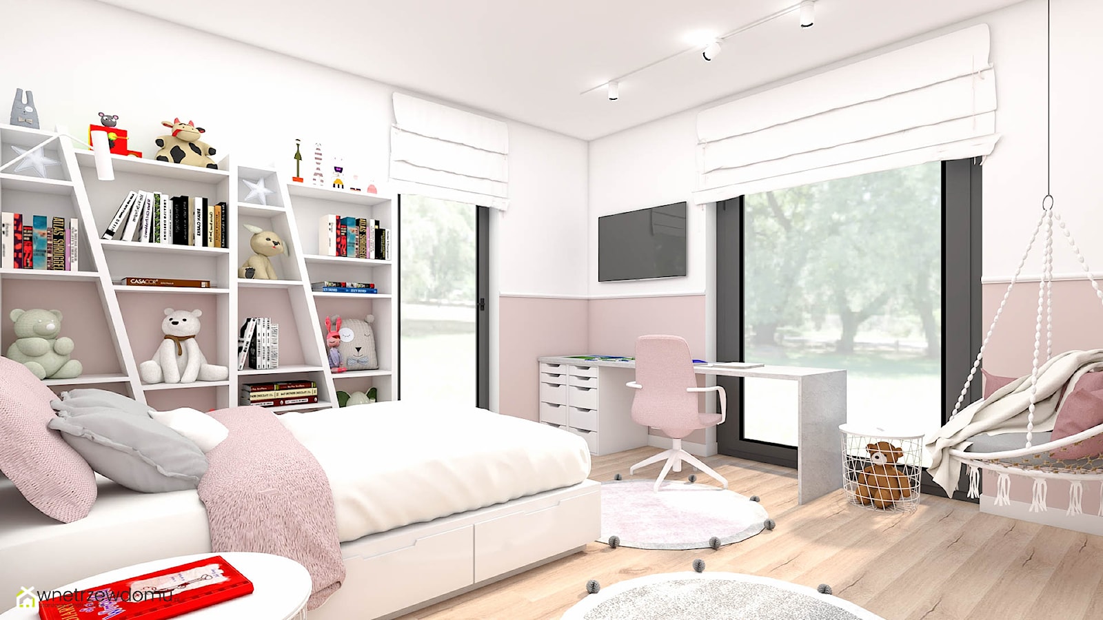 Sypialnia z panelami tapicerowanymi dla dziewczynki - zdjęcie od wnetrzewdomu - Homebook