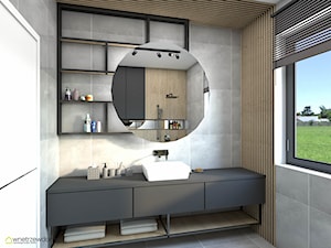 Grafitowa łazienka z kabiną prysznicową - zdjęcie od wnetrzewdomu