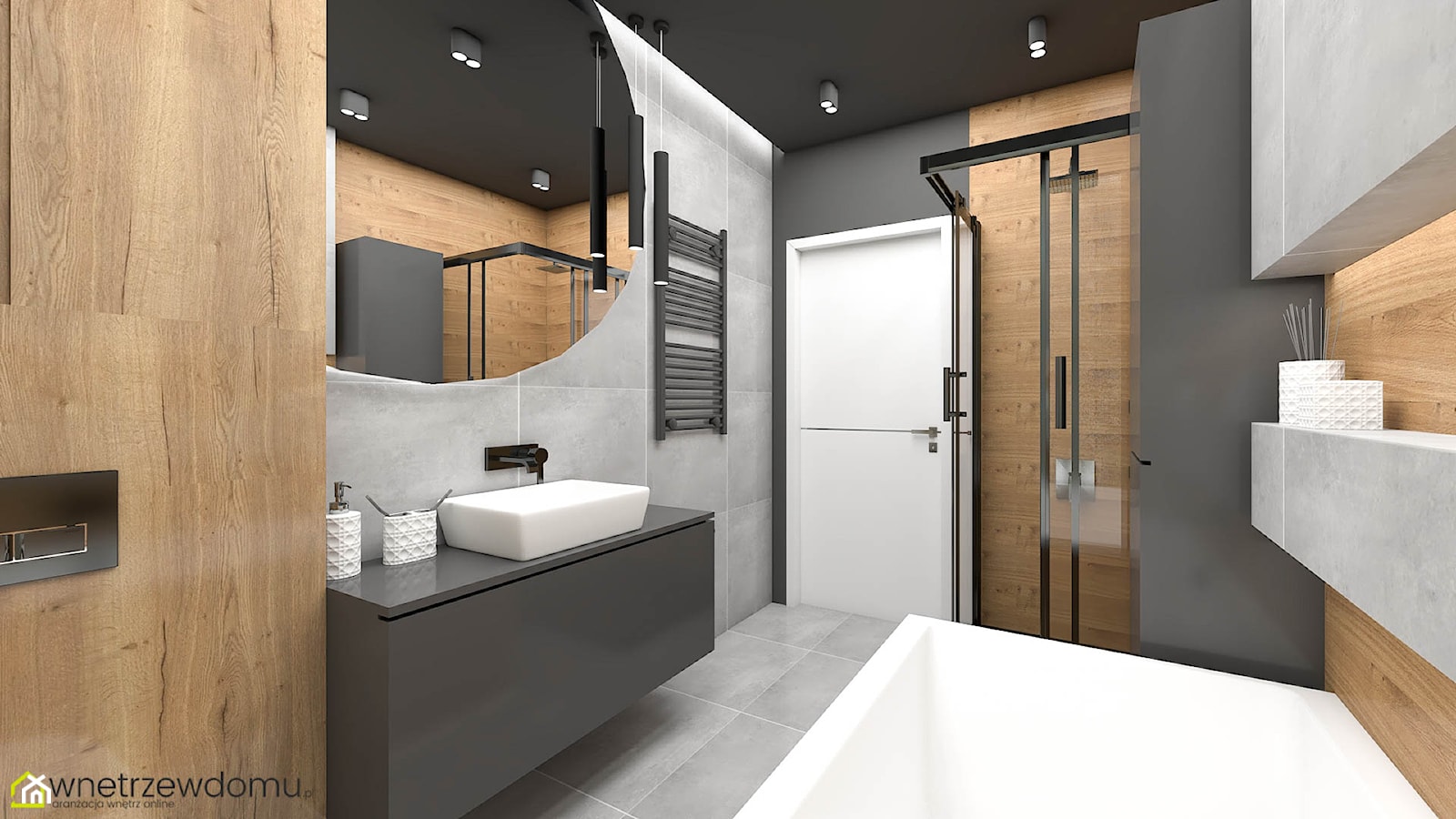Łazienka z wanną i prysznicem - zdjęcie od wnetrzewdomu - Homebook