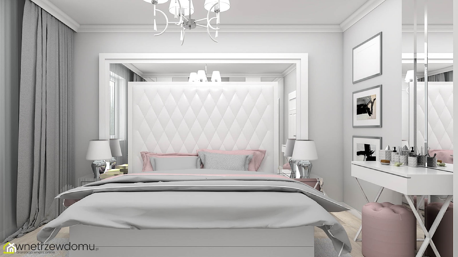 Kobieca sypialnia w stylu glamour - zdjęcie od wnetrzewdomu - Homebook