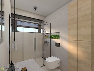 Niewielka nowoczesna łazienka z kabiną prysznicową