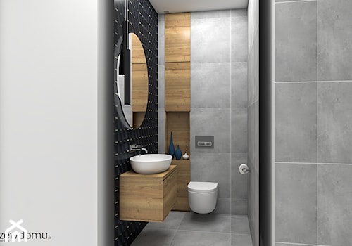 toaleta w stylu nowoczesnym - Mała bez okna z lustrem z punktowym oświetleniem łazienka, styl nowoczesny - zdjęcie od wnetrzewdomu