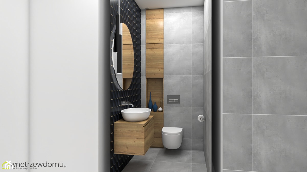toaleta w stylu nowoczesnym - Mała bez okna z lustrem z punktowym oświetleniem łazienka, styl nowoczesny - zdjęcie od wnetrzewdomu - Homebook