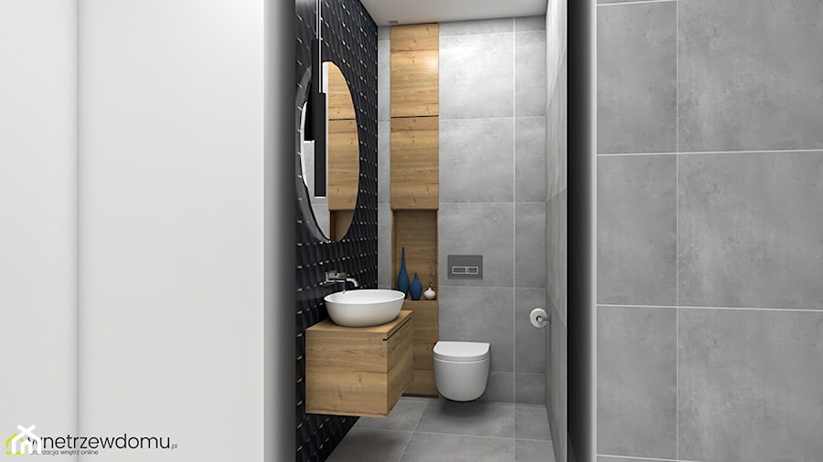 toaleta w stylu nowoczesnym - Mała bez okna z lustrem z punktowym oświetleniem łazienka, styl nowoczesny - zdjęcie od wnetrzewdomu