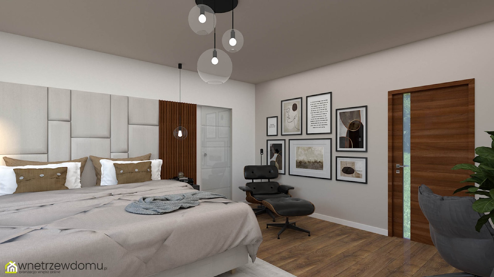 Jasna, nowoczesna sypialnia z beżowym sufitem - zdjęcie od wnetrzewdomu - Homebook