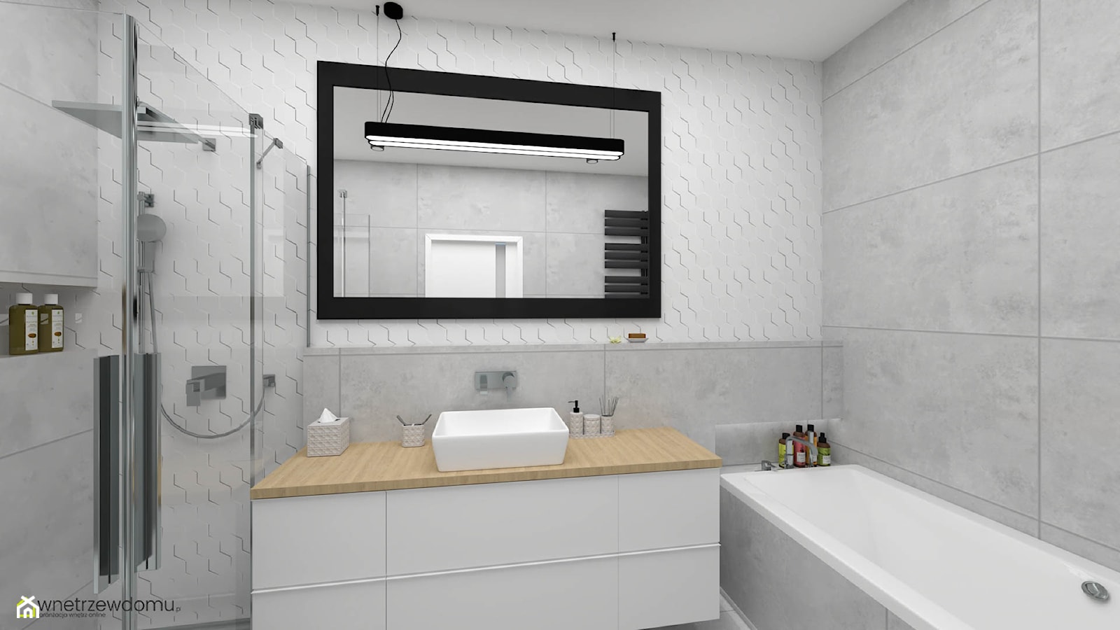 Biało-szara łazienka w nowoczesnej formie - zdjęcie od wnetrzewdomu - Homebook