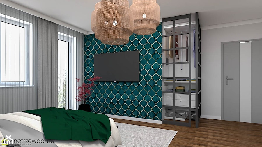 Przestronna sypialnia z marokańską tapetą - zdjęcie od wnetrzewdomu