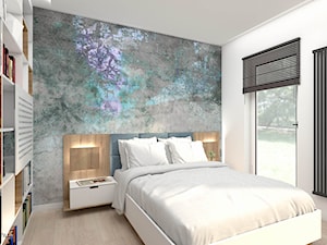Jasna, nowoczesna sypialnia z dużą zabudową meblową - zdjęcie od wnetrzewdomu