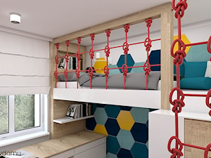 Multifunkcyjny i dwupoziomowy pokój dla chłopca - zdjęcie od wnetrzewdomu
