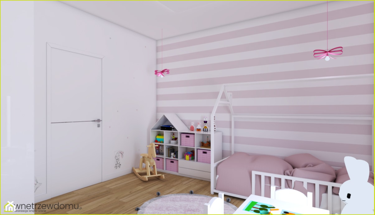 Różowo-biały pokój z króliczkami - zdjęcie od wnetrzewdomu - Homebook