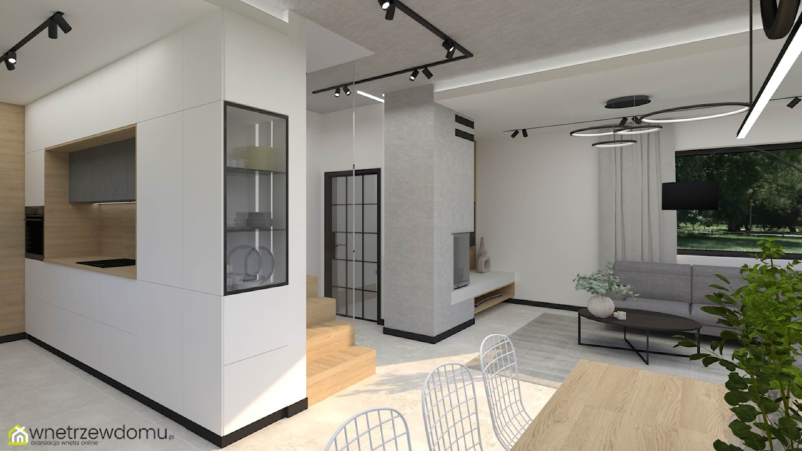 Nowoczesny, minimalistyczny salon z kuchnią - zdjęcie od wnetrzewdomu - Homebook