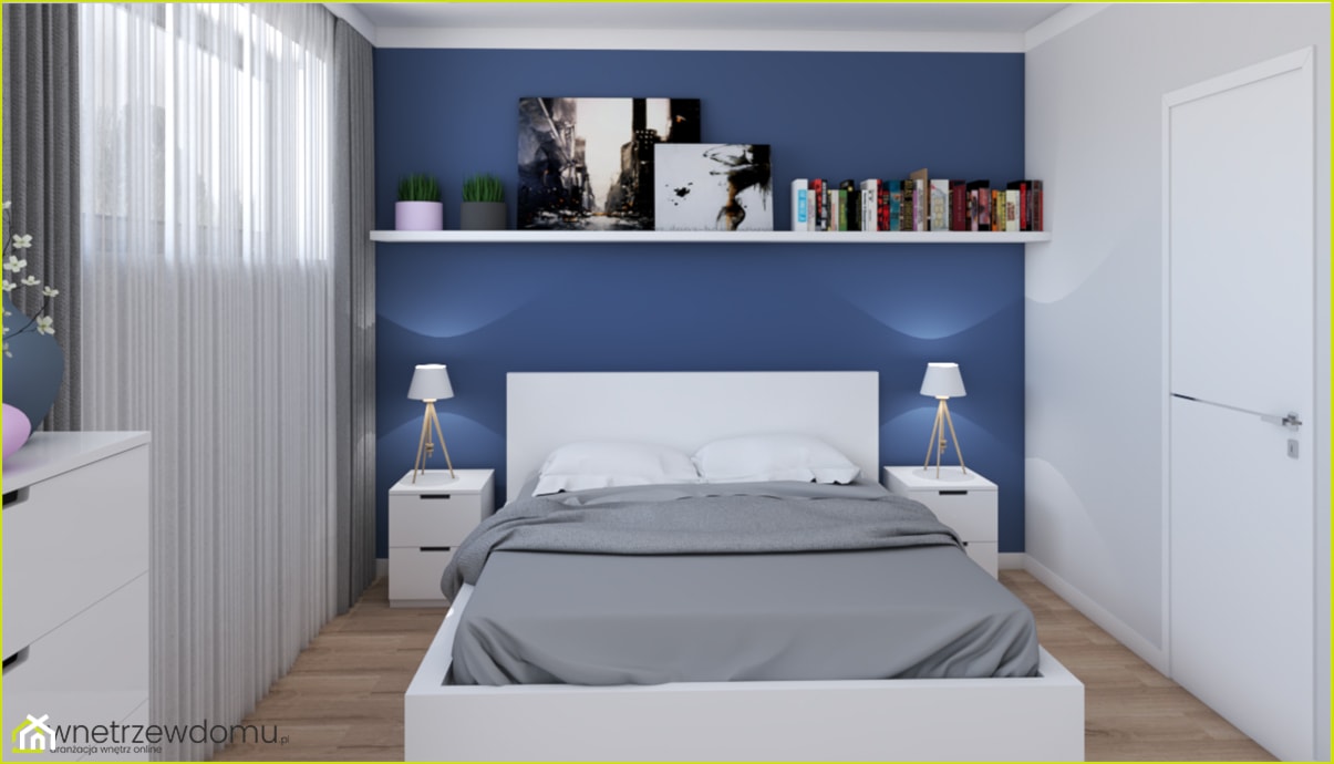 Pokój gościnny z dużym łóżkiem i biurkiem - zdjęcie od wnetrzewdomu - Homebook