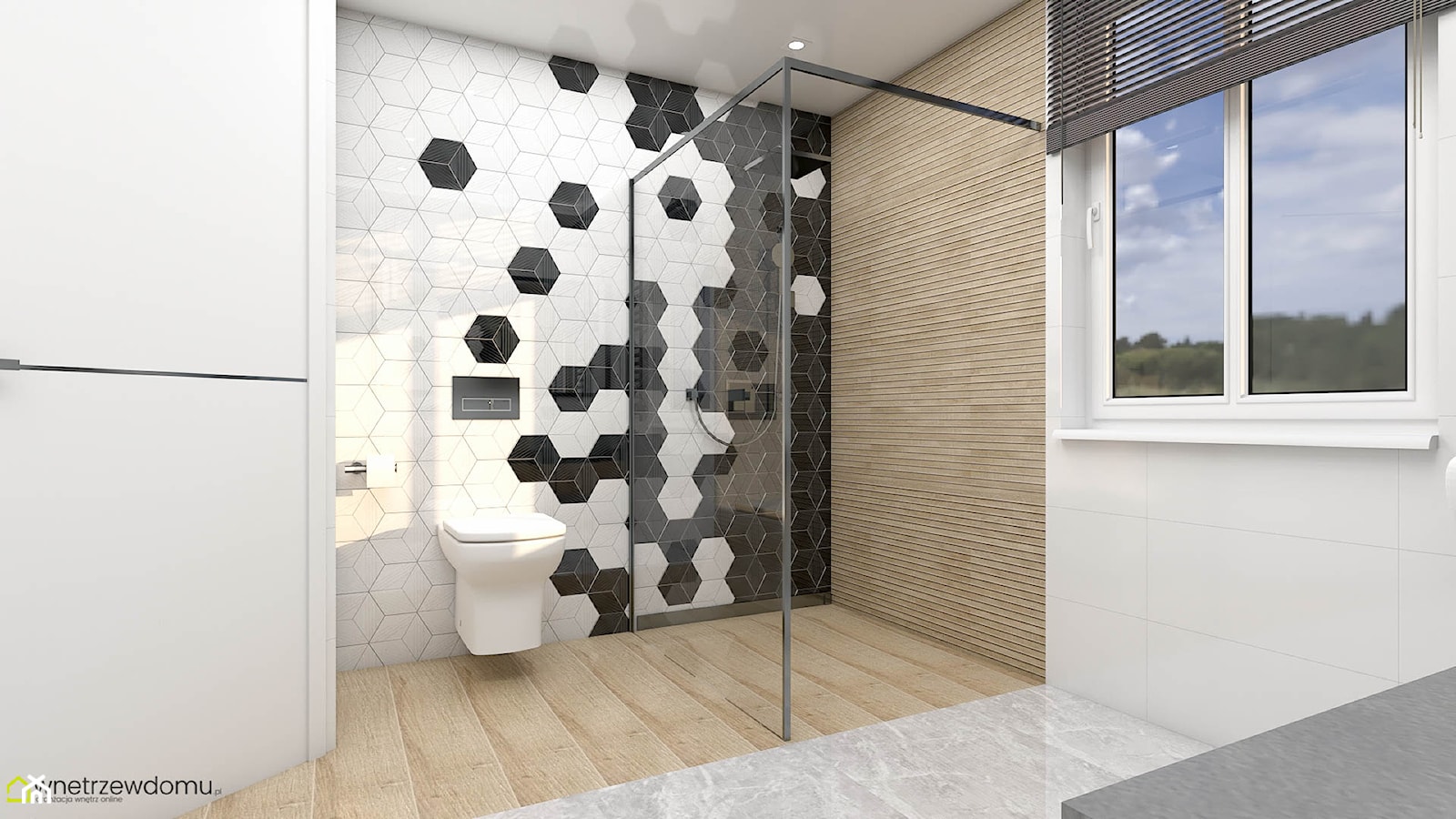 Nowoczesna przestronna łazienka z wanną i kabiną prysznicową - zdjęcie od wnetrzewdomu - Homebook