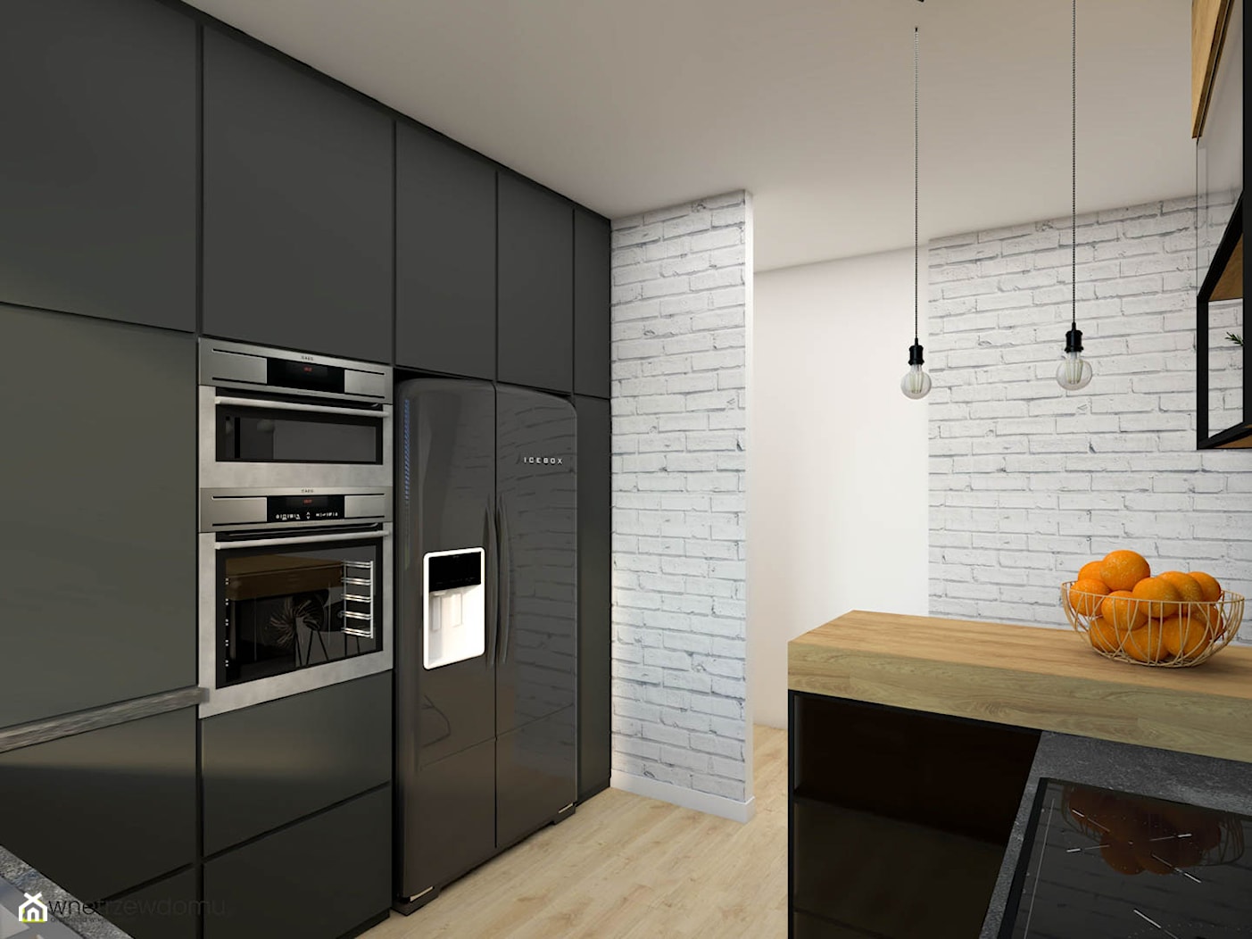Połączenie czerni i drewna w kuchni - zdjęcie od wnetrzewdomu - Homebook