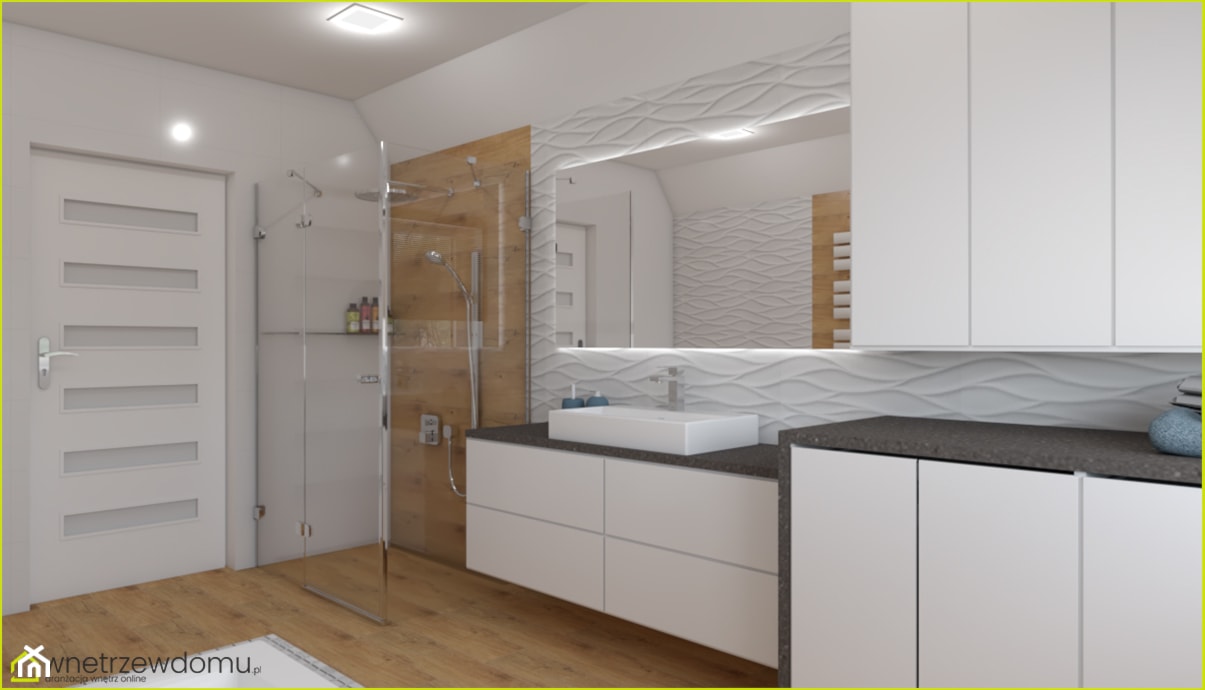 Nowoczesna łazienka z podświetlaną wanną - Średnia bez okna z lustrem łazienka, styl nowoczesny - zdjęcie od wnetrzewdomu - Homebook