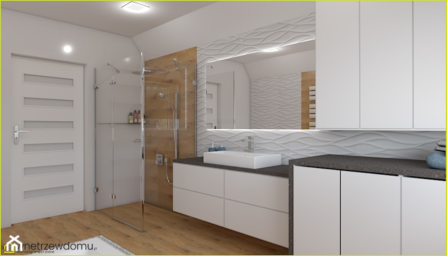 Nowoczesna łazienka z podświetlaną wanną - Średnia bez okna z lustrem łazienka, styl nowoczesny - zdjęcie od wnetrzewdomu
