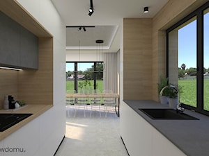 Nowoczesny, minimalistyczny salon z kuchnią - zdjęcie od wnetrzewdomu
