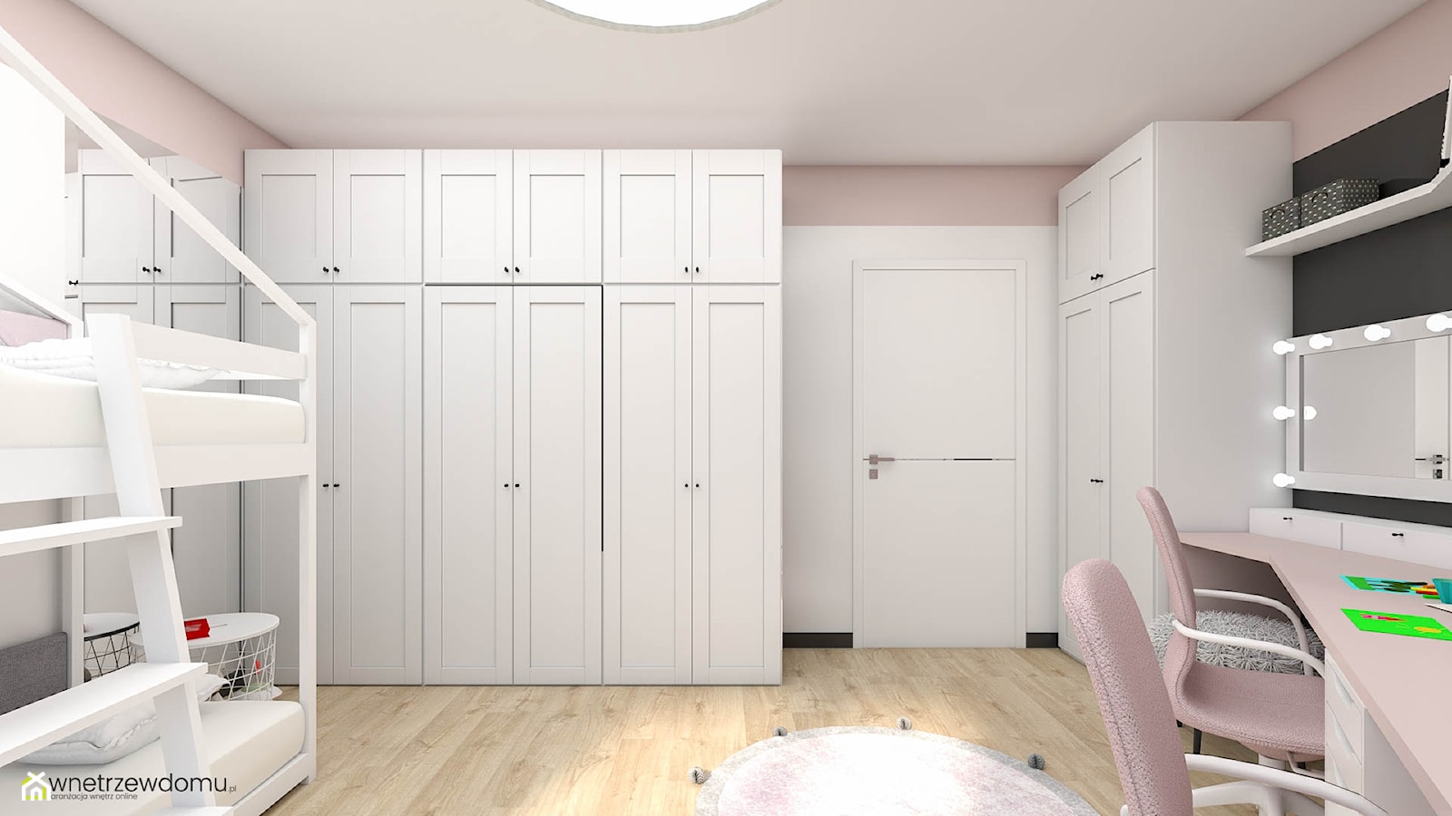Różowo-biały pokój dla dziewczynek - zdjęcie od wnetrzewdomu - Homebook