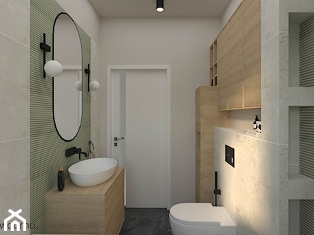 Aranżacje wnętrz - Łazienka: Jasna łazienka z zielonymi płytkami - wnetrzewdomu. Przeglądaj, dodawaj i zapisuj najlepsze zdjęcia, pomysły i inspiracje designerskie. W bazie mamy już prawie milion fotografii!