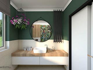 Ciemna zieleń w niewielkiej łazience